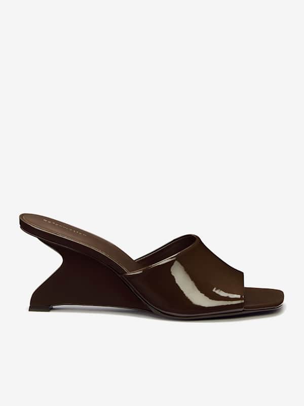 Enya Wedge Sandal - Espresso Patent